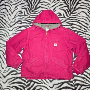 Carhartt WJ141 SCA scarlet zip-up insulated hoodie jacket womens XL red pink